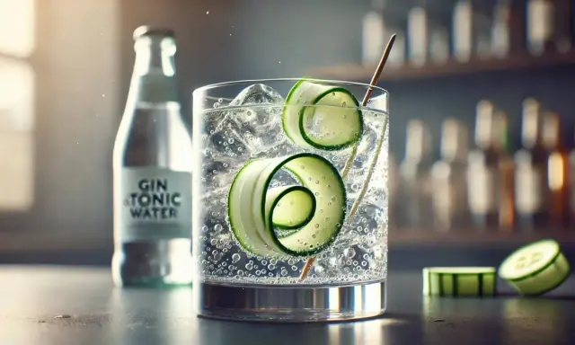 Erfrischender Gin Tonic mit Gurkenspiralen. So schmeckt Gin: klar, kühl und belebend.