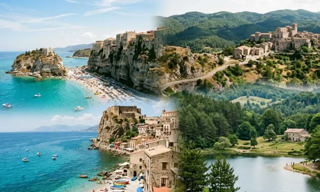 Tropea e borghi montani, due volti della Calabria. Paesaggi marini con spiagge affollate e castelli a picco sul mare, alternati a colline verdi con antichi villaggi e laghi sereni. Posti belli in Calabria che incantano.