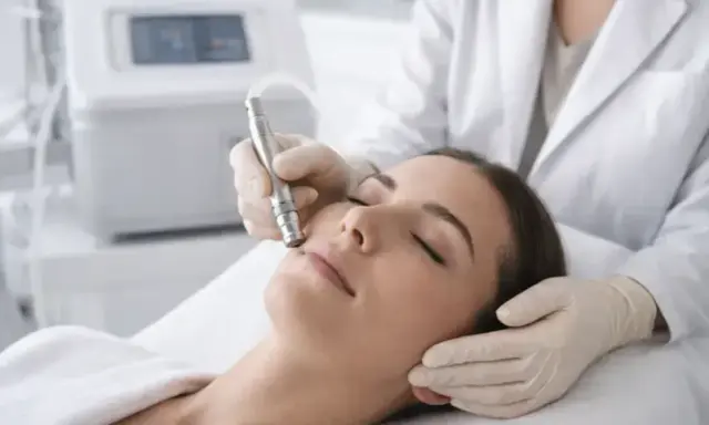 Una donna riceve un trattamento di microdermoabrasione per una pelle radiosa.