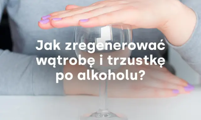 Dłonie chronią puste kieliszki, symbolizując abstynencję alkoholową i regenerację wątroby i trzustki.