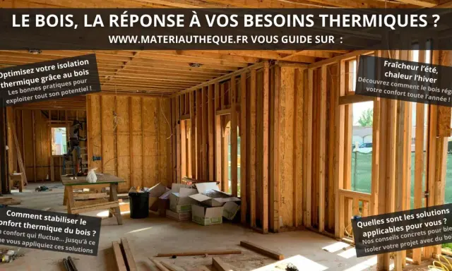 Construction d'une maison en bois, mettant en avant la **résistance thermique bois** pour un confort optimal toute l'année.