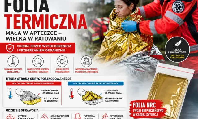 Folia termiczna: jak używać? Chroni przed wychłodzeniem i przegrzaniem. W apteczce, plecaku, samochodzie. Niezbędna w każdej sytuacji.
