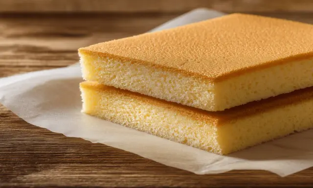 Deux tranches de biscuit joconde, parfaites pour une recette facile et rapide. Légères et aériennes, elles invitent à la gourmandise.