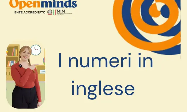 Schede didattiche con esercizi sui numeri in inglese da stampare. Una maestra indica la scritta "I numeri in inglese".