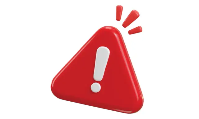 Rood waarschuwingsbord met uitroepteken. Denk aan onethisch gedrag voorbeelden als je dit ziet.