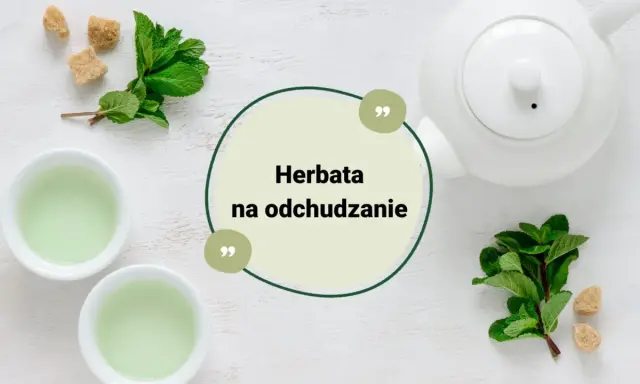 Dwie filiżanki zielonej herbaty, czajniczek, świeża mięta i cukier. Napar na odchudzanie.