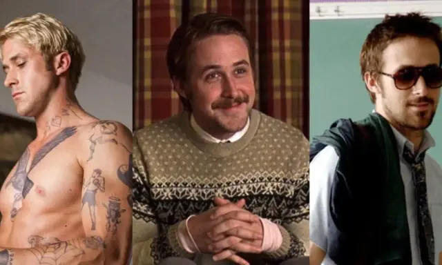 Ryan Gosling i tre olika roller: tatuerad, i en stickad tröja och som lärare. En hyllning till filmer med Ryan Gosling.
