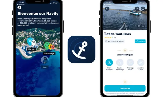 Application Navily : une application pour l'application vitesse bateau, avec cartes interactives, informations sur les mouillages et contribution des utilisateurs.