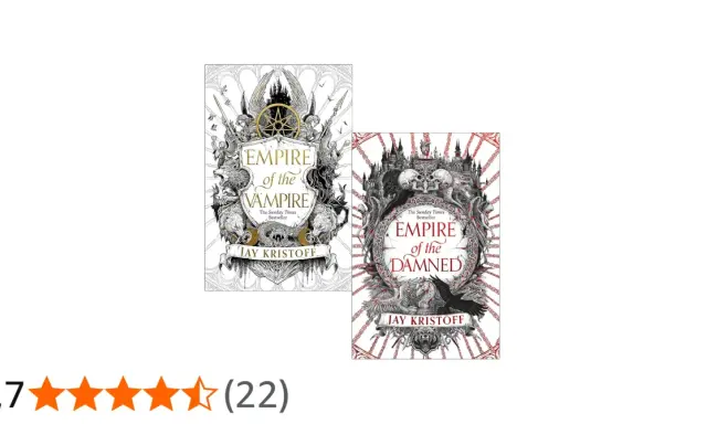 Copertine di "Empire of the Vampire" e "Empire of the Damned" di Jay Kristoff, con illustrazioni gotiche e dettagliate.