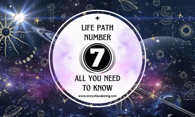 Numerologiczna 7 mężczyzna odkrywa kosmiczne tajemnice. Gwiazdy, planety i zodiak w tle.