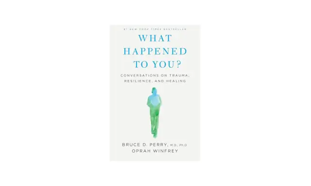 Okładka książki "What Happened to You?" z sylwetką człowieka. Dowiadujemy się, co ci się przydarzyło, by zrozumieć siebie.