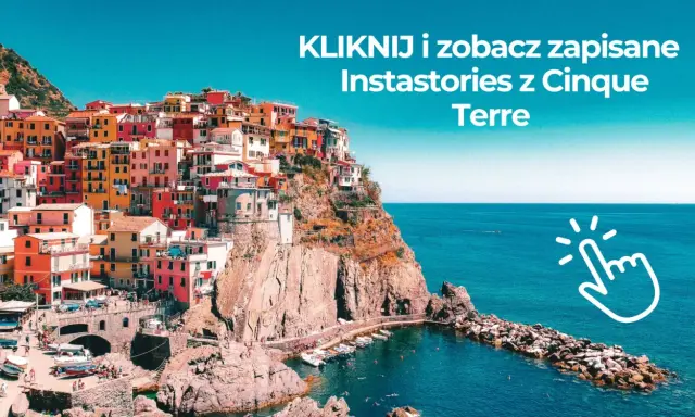 Kolorowe domy Cinque Terre, w tym La Spezia, wznoszą się na klifie nad turkusowym morzem. Kliknij, by zobaczyć Instastories!
