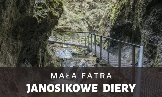 Metalowe kładki nad strumieniem w skalistym wąwozie Janosikowych Dziur w Małej Fatrze.