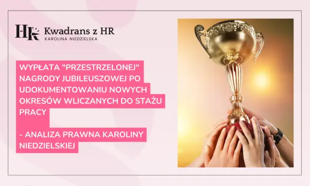 Złoty puchar w rękach wielu osób symbolizuje sukces i nagrodę jubileuszową. Analiza prawna Karolina Niedzielskiej.
