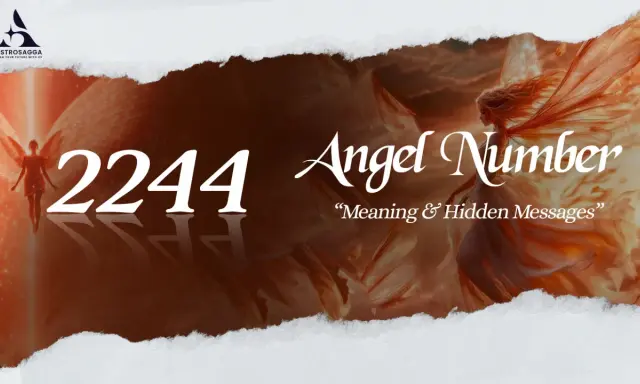 Anioł numer 2244 znaczenie. Sylwetka anioła i liczba 2244 na tle skrzydeł.