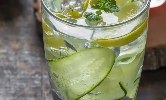 Erfrischender Gin Tonic mit Gurke, Zitrone und Minze. Ein leichtes Rezept für heiße Tage.