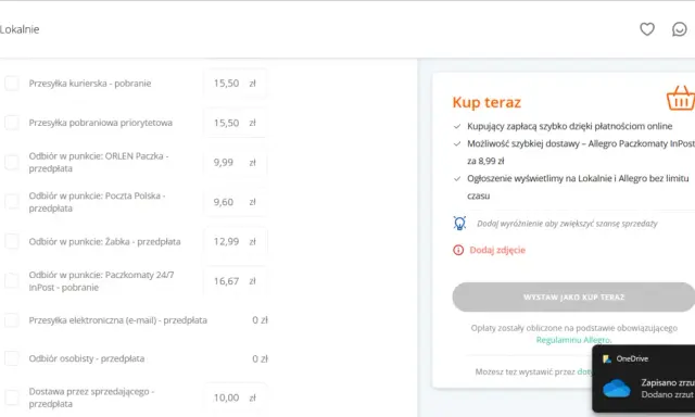 Allegro Lokalnie: opcje dostawy, w tym Allegro Paczkomaty InPost. Dowiedz się, jak połączyć Allegro z InPost.