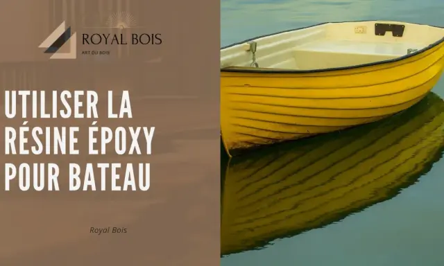 Un bateau jaune reflète l'eau. La densité de la résine époxy est idéale pour les réparations marines. Royal Bois.
