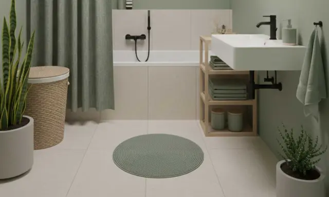 Sanfte Grüntöne und helle Fliesen schaffen eine ruhige Atmosphäre. Tolle badezimmer farbe ideen für ein entspannendes Ambiente.