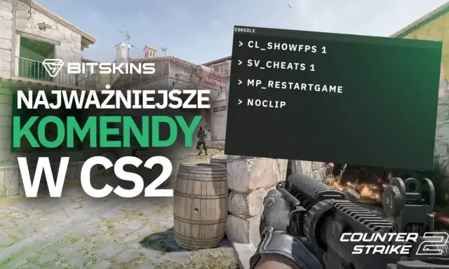 Najważniejsze komendy w CS2, w tym komenda na skrócenie czasu przed rundą, wyświetlone na ekranie konsoli.