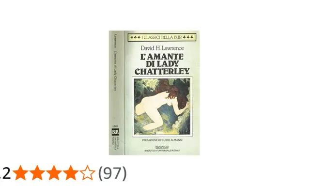 Copertina de "L'amante di Lady Chatterley" di D.H. Lawrence, con un'illustrazione sensuale.