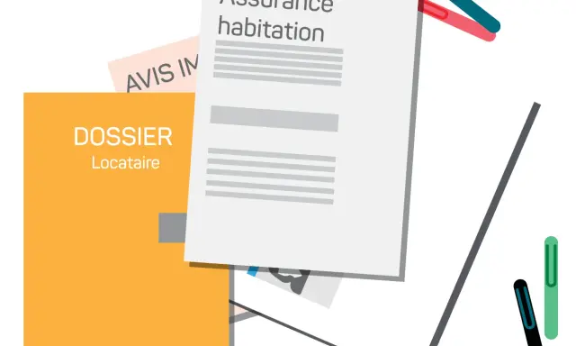 Dossier locataire et document d'assurance habitation, prêts à gérer un sinistre.