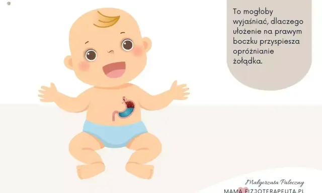 Uśmiechnięte dziecko z widocznym żołądkiem. Może to wyjaśniać, dlaczego dziecko ulewa 2 godziny po jedzeniu.