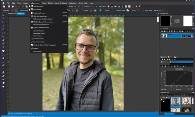 Program do edycji JPG, gdzie można poprawić jasność i kontrast zdjęcia portretowego.