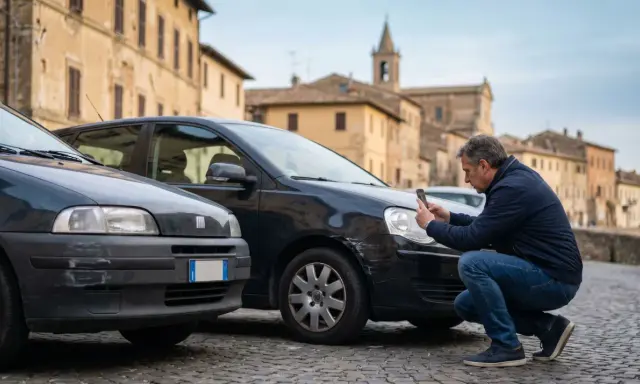 Uomo documenta con smartphone le lesioni sinistro stradale su auto, un caso di 5 anni fa.