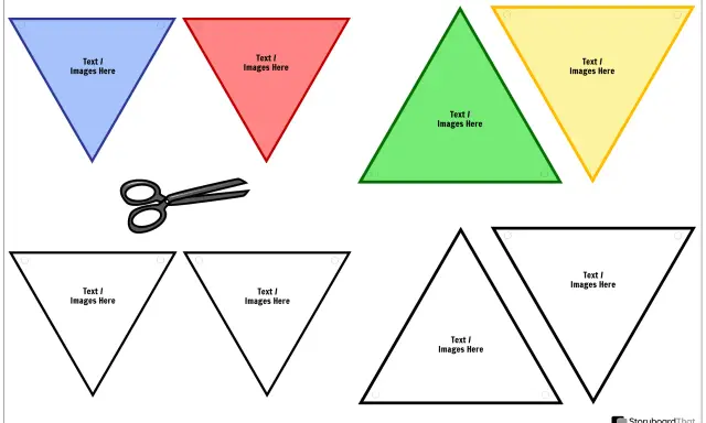 Bandierine colorate e bianche con spazio per testo/immagini, pronte per essere ritagliate. Perfette decorazioni per aule scolastiche da stampare.