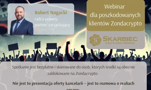 Webinar dla poszkodowanych klientów Zondacrypto. Robert Nogacki omawia realia sprawy, odpowiadając na bitbay opinie.