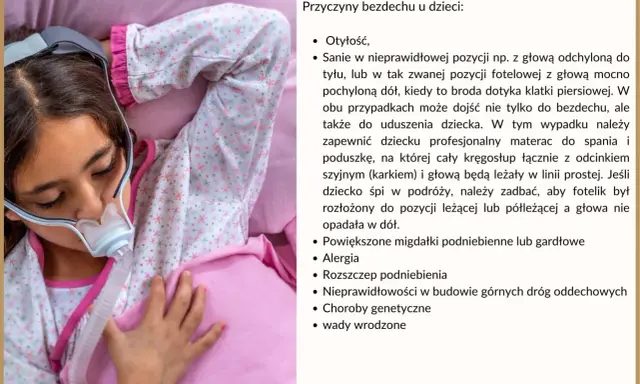 Dziecko ze snu z maską CPAP, która pomaga w leczeniu bezdechu sennego u dzieci.