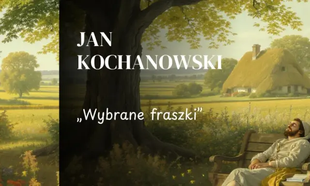 Obraz przedstawia malowniczy krajobraz z chatą krytą strzechą, drzewem i mężczyzną odpoczywającym na ławce.
