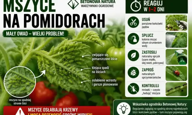 Mszyce na pomidorach – mały owad, wielki problem. Kolonie zielonych mszyc żerują na liściach, osłabiając rośliny.