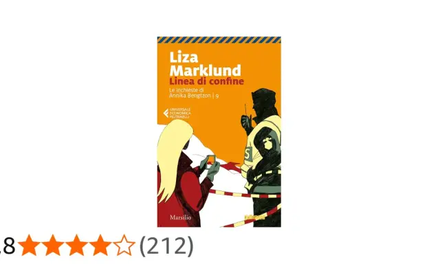 Copertina di "Linea di confine", nono libro delle inchieste di Annika Bengtzon di Liza Marklund, con una donna bionda e un poliziotto.