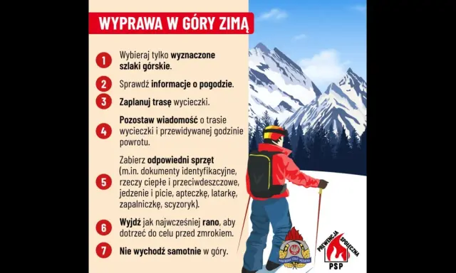 Zimowa wyprawa w góry wymaga przygotowania. Zadbaj o bezpieczeństwo w górach: wybieraj szlaki, sprawdź pogodę, zaplanuj trasę, zabierz sprzęt i nie wychodź samotnie.