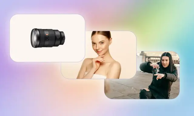Obiektyw, modelka i fotografka tworzą ostre zdjęcia.