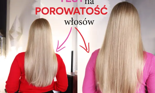 Porównanie włosów przed i po zabiegu. Test na porowatość włosów pokazuje różnicę w ich wyglądzie.