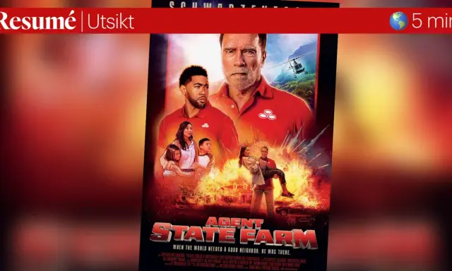 Arnold Schwarzenegger i filmen "Agent State Farm" där han räddar en familj från en explosion.