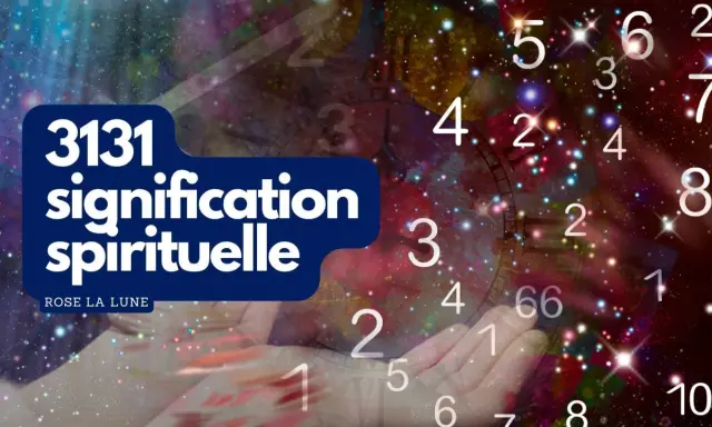La **3131 signification** spirituelle révélée par des chiffres flottant dans un ciel étoilé.