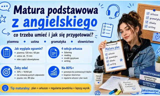 Matura z angielskiego: plan nauki, arkusze, gramatyka, słownictwo. Klucz do sukcesu to regularna powtórka i transformacja wiedzy na poziomie C1.