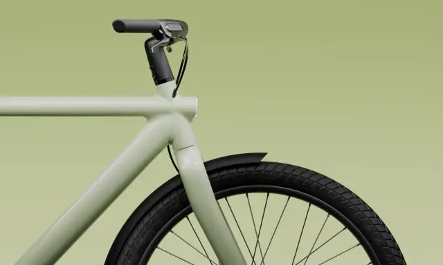 Ein stilvolles, hellgrünes Fahrrad mit schwarzem Lenker und Reifen. Ein trauriges Symbol für einen Fahrradhersteller insolvent.