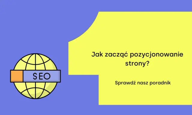 Grafika z globusem i napisem SEO. Tekst: "Jak zacząć pozycjonowanie strony? Sprawdź nasz poradnik".
