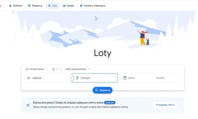 Wyszukiwarki tanich lotów Google. Wpisz skąd i dokąd chcesz lecieć, by znaleźć najlepsze oferty.