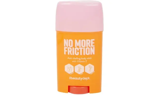 Pomarańczowy sztyft na otarcia "No More Friction" z witaminą E, chroniący uda, palce i pachy.