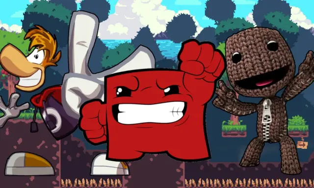 Rayman, Super Meat Boy i Sackboy z LittleBigPlanet - ikony gier platformowych PC, gotowi do akcji w pikselowym świecie.