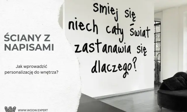 Ściany z napisami: "Śmiej się, niech cały świat zastanawia się dlaczego?". Inspiracja do personalizacji wnętrza.