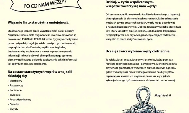 Wiązanie liny to starożytna umiejętność. Na zdjęciu widać węzeł "Motyl alpejski", jeden z wielu praktycznych węzłów.