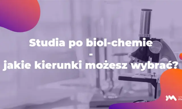 Studia po biol-chemie: jakie kierunki możesz wybrać? Mikroskop i probówki w tle sugerują ścieżkę kariery naukowej.
