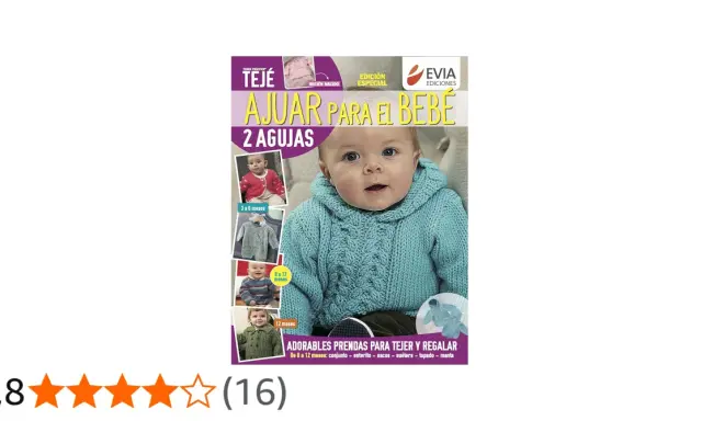 Revista "Ajuar para el bebé" con patrones para hacer sacos, suéteres y más prendas tejidas a dos agujas.
